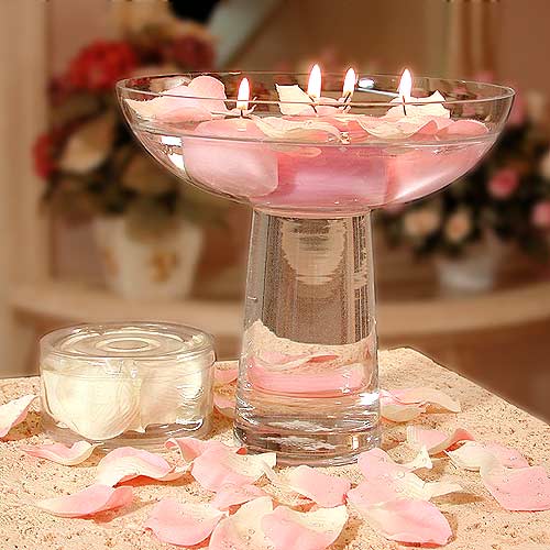 Spring Wedding Decorations Centerpiece pink rose petals with candles to 
